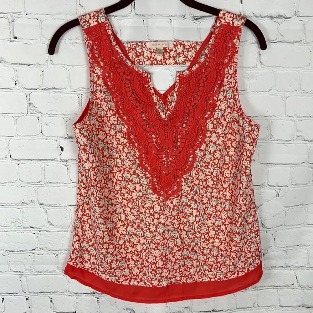 Skies Are Blue Floral Orange Blouse